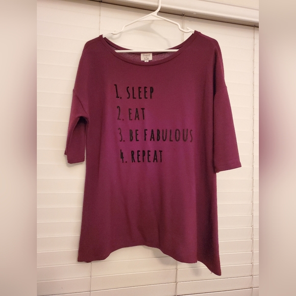 Burgundy Message Tunic Shirt - S - Picture 1 of 4